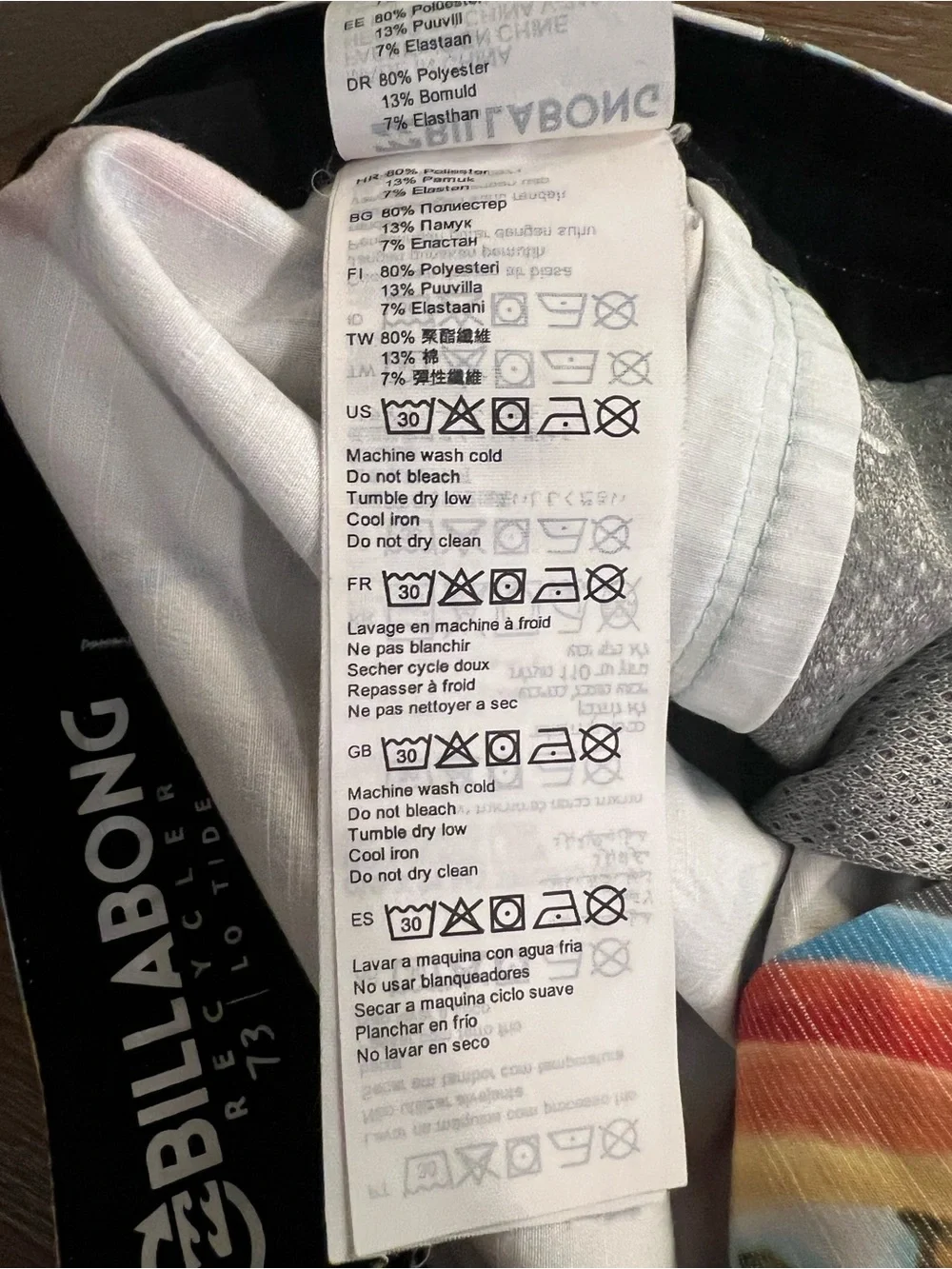 Billabong Recycler 73 Lo Tide Hawaii Tiki Print Board Shorts Size 28 - Picture 9 of 9